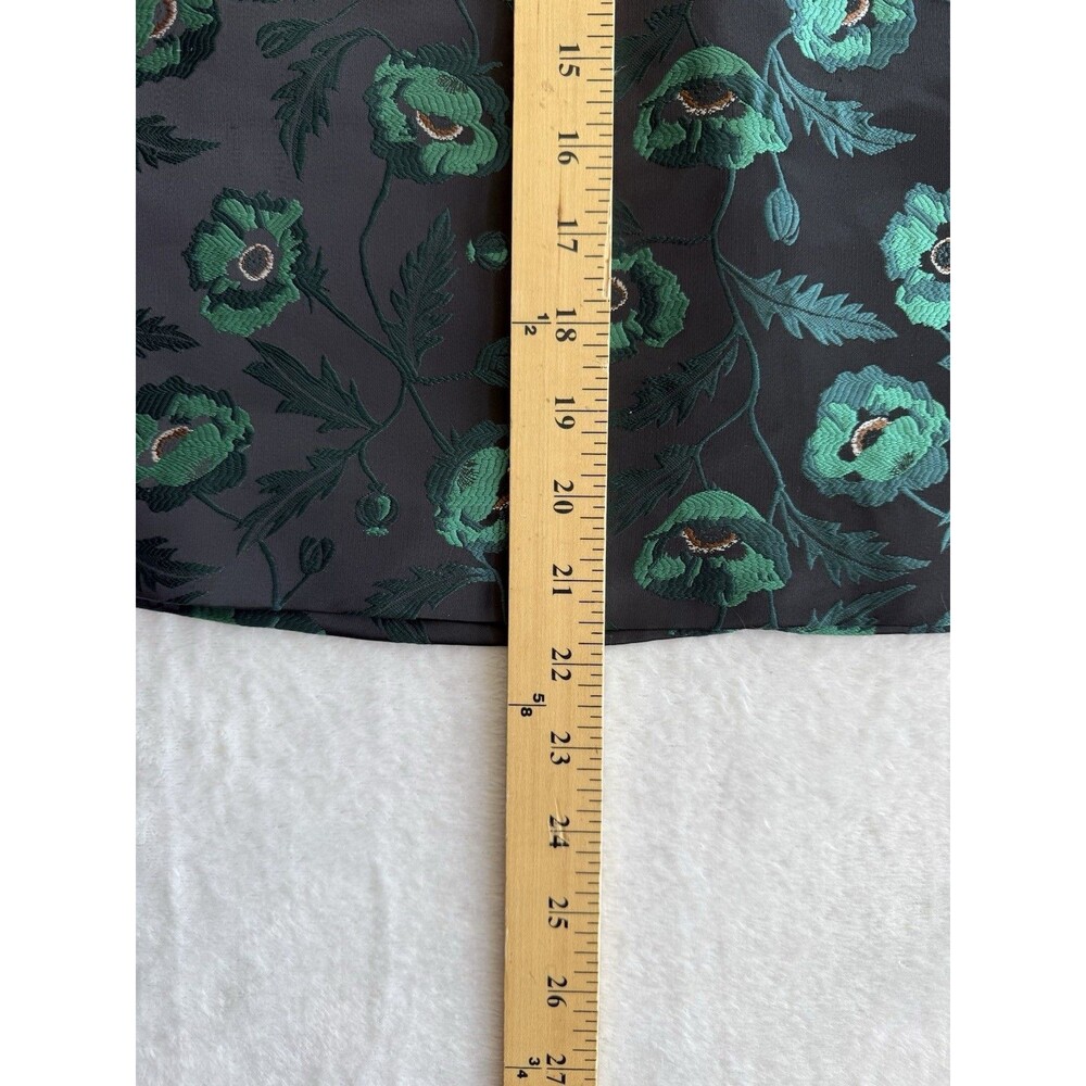 J.CREW Women's Black/Green Floral Jacquard A-Line Short Zip Skirt Size 12 - Picture 3 of 7